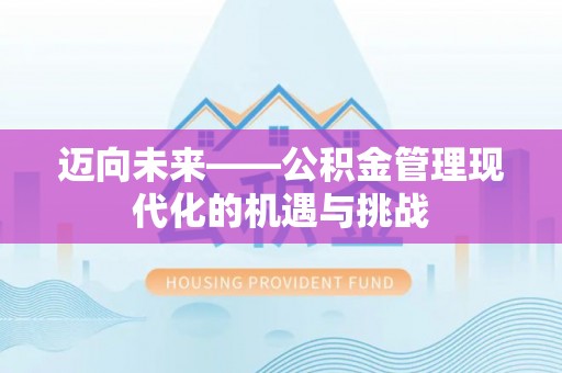 宣恩迈向未来——公积金管理现代化的机遇与挑战
